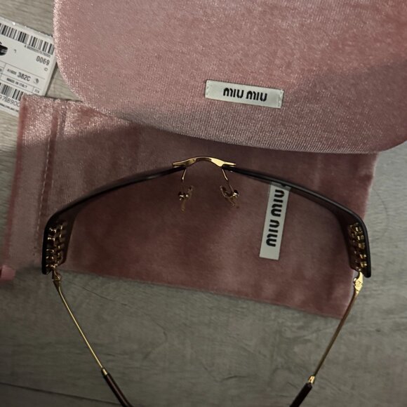 Miu Miu Oversized Shield Sunglasses Black Gold Statement main image 9